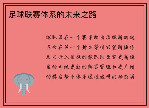 足球联赛体系的未来之路